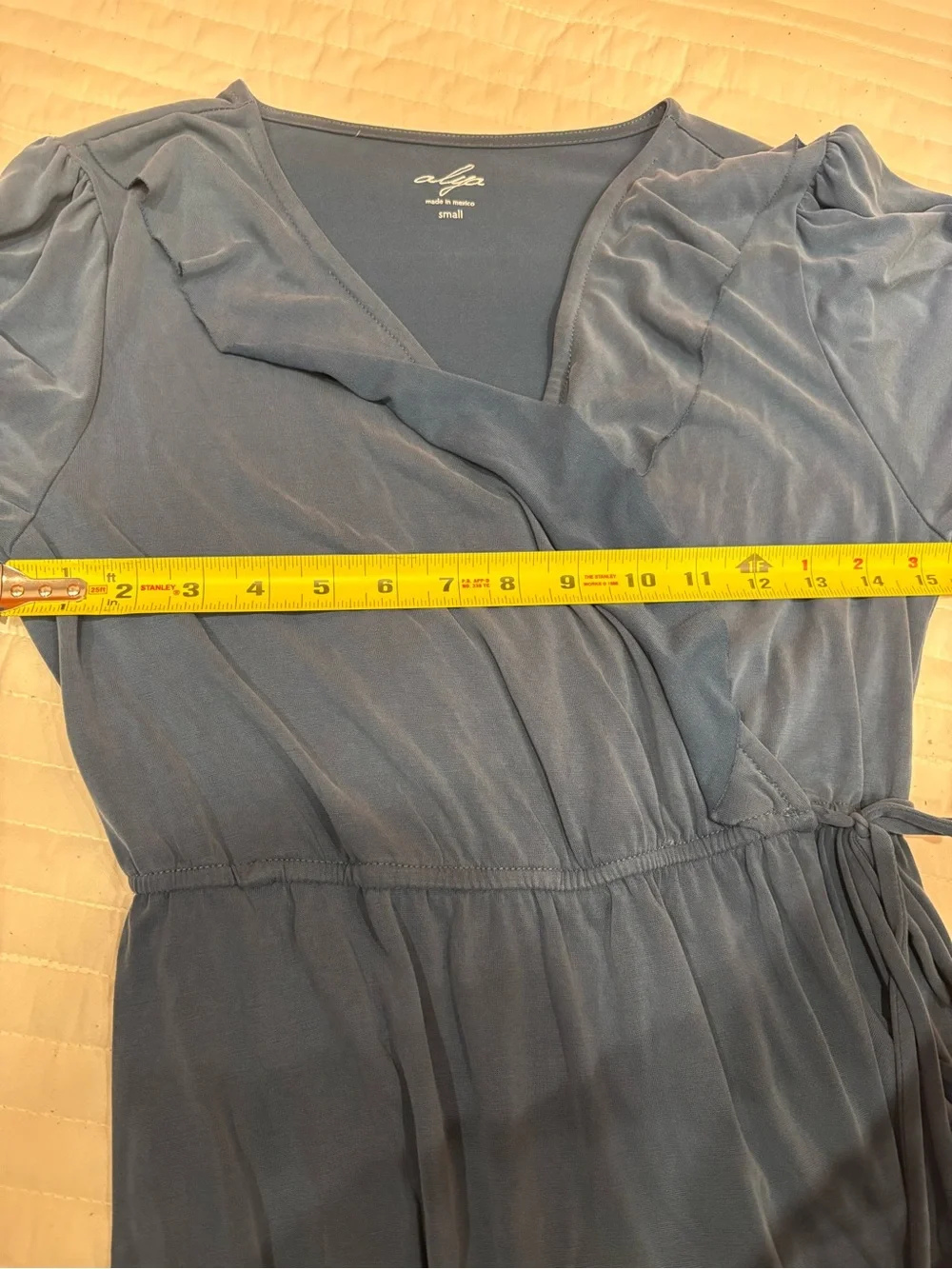 Francesca's Collection Ayla Blue Ruffle Wrap Mini Flutter Dress Women's Small